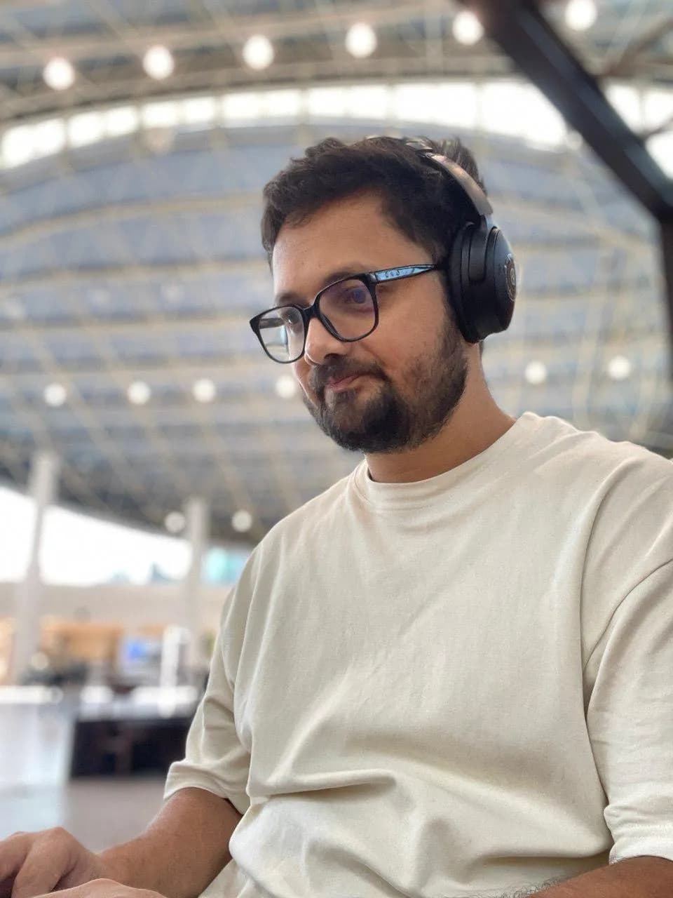 In the zone with headphones